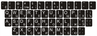 Keyboard stickers QWERTY + CYRILLIC 13x13 mm