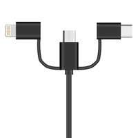 Kabel 3w1 USB - micro USB / USB Typ C / Lightning 2 A 1 m czarny